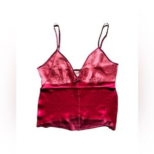 Gold Hawk Cerise Pink Valentine’s Washable Silk Camisole NWT Size L